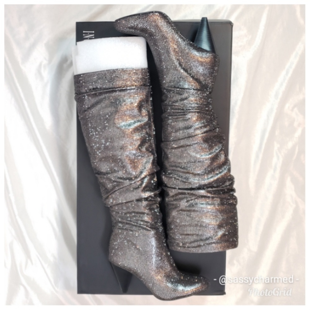 I.N.C Gerii Pewter Metallic Slouch Boots